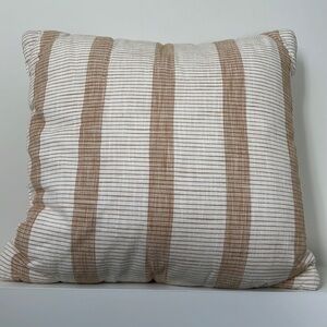 Hearth and Hand beige, and off white, striped square pillow.